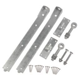 GateMate Matt Silver Straight Adjustable Bands & Hooks 165mm x 24" x 600mm 2 Pack