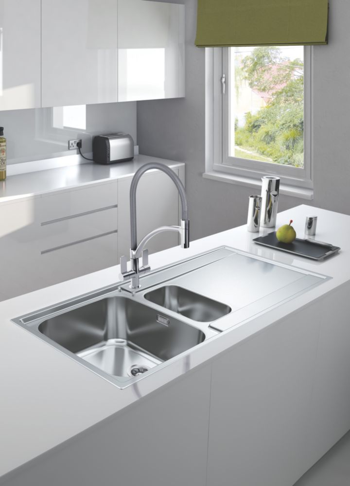 Franke double bowl sink with drainer hot sale