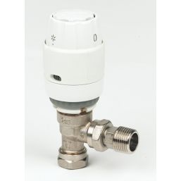 Danfoss RAS-C² 15mm x 1/2" White/Nickel-Plated Angled Traditional Thermostatic Radiator Valve Head & Body