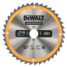 DEWALT  Wood/Nails TCT Circular Saw Blade 216mm x 30mm 40T