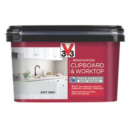 V33 2Ltr Soft Grey Satin Kitchen Cupboard Paint