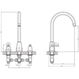 ETAL Cuthbert Dual Lever 3-Hole Kitchen Tap Polished Brass