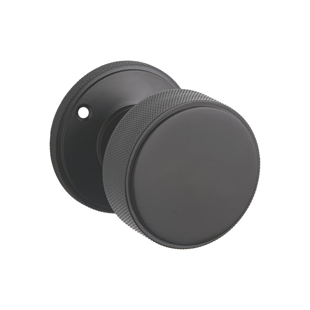 Designer Levers Kensington Knurled Door Knob 60mm Pair Matt Black