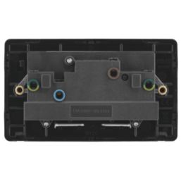 Arlec  13A 2-Gang SP Switched Socket Black  with Colour-Matched Inserts