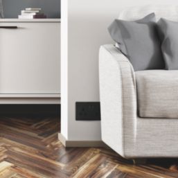 Arlec  13A 2-Gang SP Switched Socket Black  with Colour-Matched Inserts