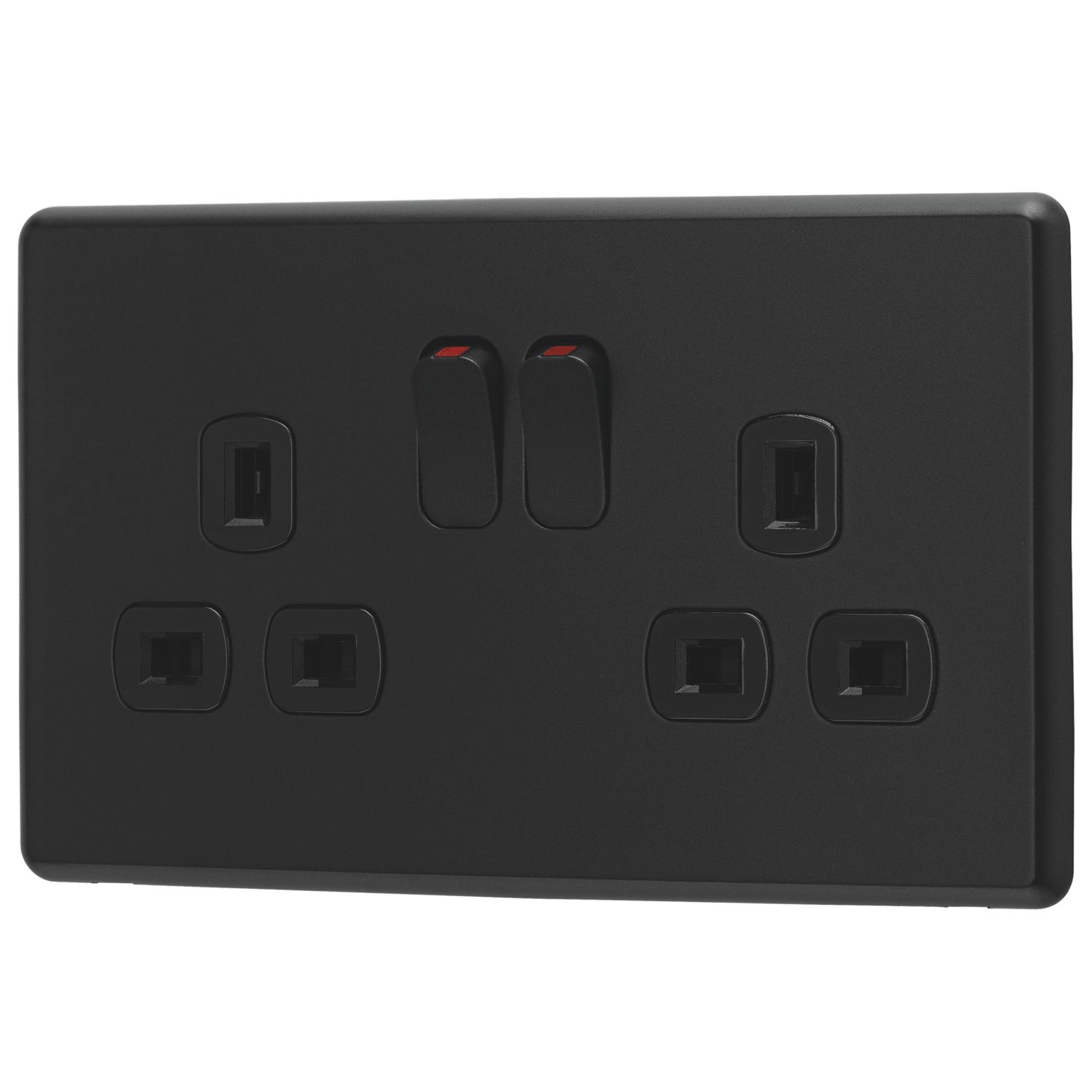 Arlec 13A 2-Gang SP Switched Socket Black with Colour-Matched Inserts (708RU)