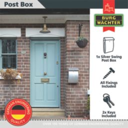 Burg-Wachter Swing Post Box Silver Painted Finish