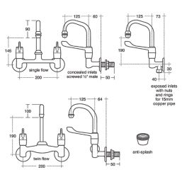 Armitage Shanks Markwik Chrome  235mm Lever 2 Tap Holes Basin Mixer Tap