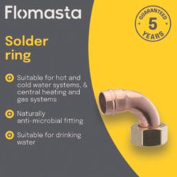 Flomasta  Brass Solder Ring Angled Tap Connectors 15mm x 1/2" 5 Pack