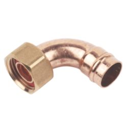 Flomasta  Brass Solder Ring Angled Tap Connectors 15mm x 1/2" 5 Pack