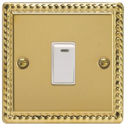 Varilight  20A 1-Gang 2-Pole Control Switch Georgian Brass with Neon
