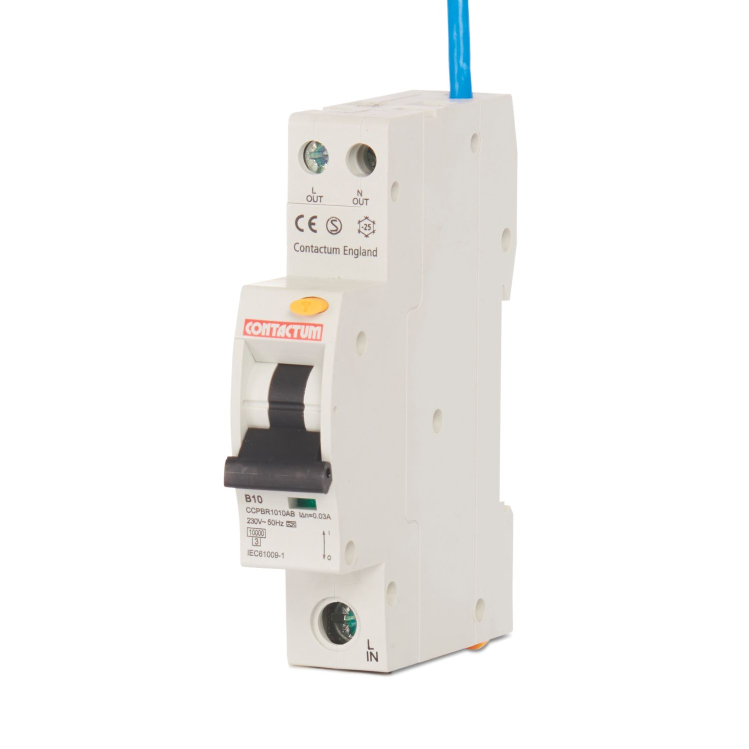 Contactum Defender 10A 30mA Type A SP B Curve Compact RCBO (709HA)