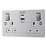 LAP  13A 2-Gang SP Switched Socket + 4.2A 2-Outlet Type A & C USB Charger Brushed Stainless Steel with White Inserts