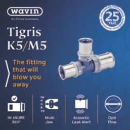 Wavin Tigris K5 Multi-Layer Composite Press-Fit Reducing Tee 25mm x 20mm x 20mm 5 Pack