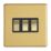 Contactum Lyric 10AX 3-Gang 2-Way Light Switch  Brushed Brass with Black Inserts