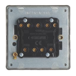 Contactum Lyric 10AX 3-Gang 2-Way Light Switch  Brushed Brass with Black Inserts