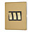 Contactum Lyric 10AX 3-Gang 2-Way Light Switch  Brushed Brass with Black Inserts