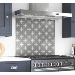 Laura Ashley Wicker Charcoal Self-Adhesive Glass Kitchen Splashback 900mm x 750mm x 6mm