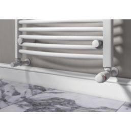 ETAL Danva 15mm x 1/2" Matt White Angled Modern Thermostatic Radiator Valve & Lockshield