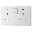 British General 800 Series 13A 2-Gang SP Switched Power Socket White with LED