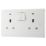 British General 800 Series 13A 2-Gang SP Switched Power Socket White with LED