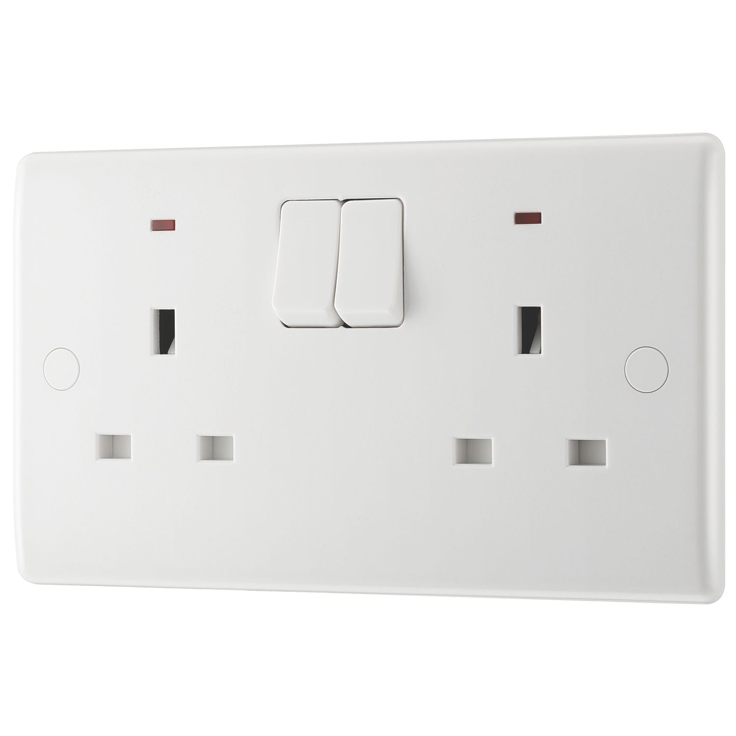 British General 800 Series 13A 2-Gang SP Switched Power Socket White with LED (709XF)