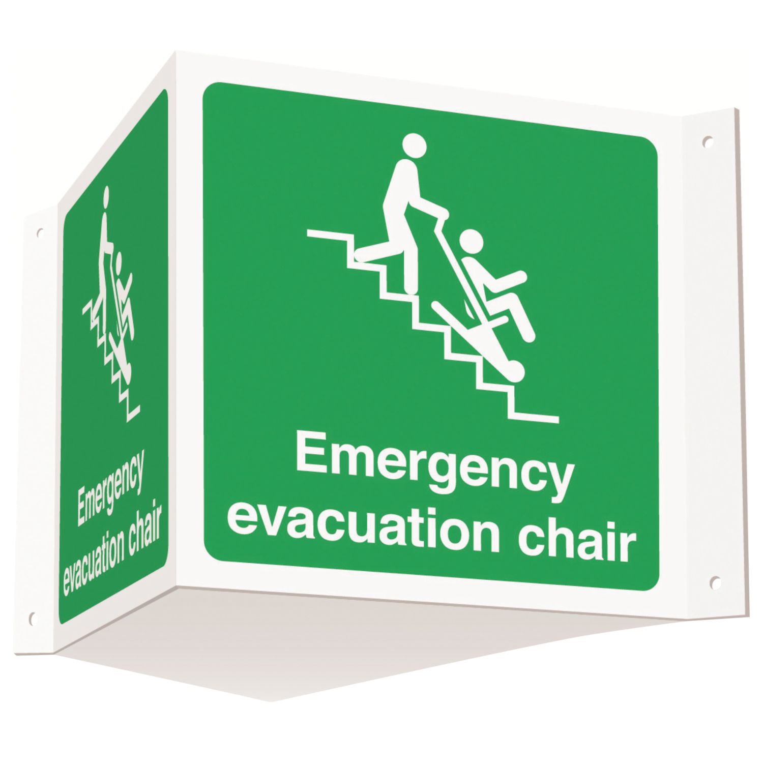 Essentials Emergency Evacuation Chair Projecting Sign (3D) 200mm x 400mm (709YU)