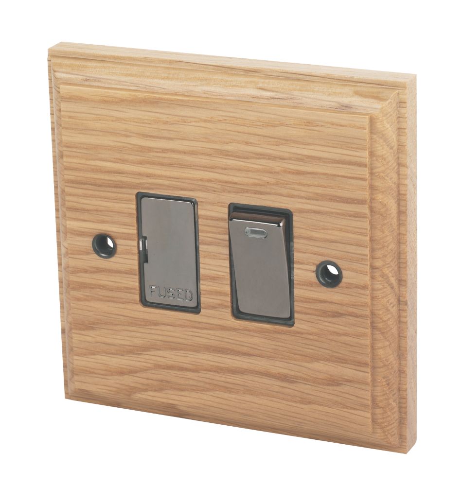 Varilight  13A Switched Fused Spur with Neon Classic Oak with Black Inserts