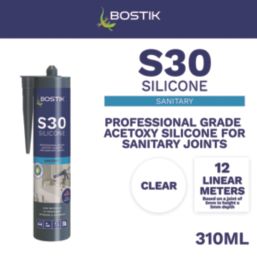 Bostik S30 Sanitary Silicone Sealant Clear 310ml