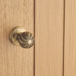Designer Levers Swirl Ball Mortice Knob Pair Antique Brass 63mm