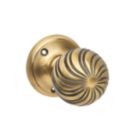 Designer Levers Swirl Ball Mortice Knob Pair Antique Brass 63mm