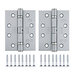 Smith & Locke  Satin Chrome Grade 13 Fire Rated Ball Bearing Door Hinges 102mm x 76mm 2 Pack