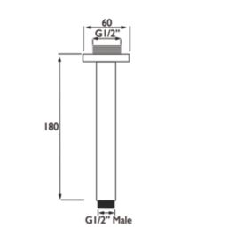 Bristan  Ceiling-Fed Square Shower Arm Chrome 200mm x 60mm