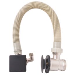 ETAL Freeflow Matt Black Square Head Bath Overflow Filler Tap  With Clicker Waste