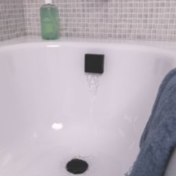 ETAL Freeflow Matt Black Square Head Bath Overflow Filler Tap  With Clicker Waste