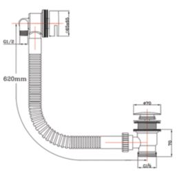 ETAL Freeflow Matt Black Square Head Bath Overflow Filler Tap  With Clicker Waste