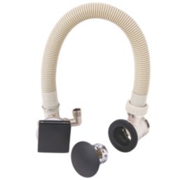 ETAL Freeflow Matt Black Square Head Bath Overflow Filler Tap  With Clicker Waste