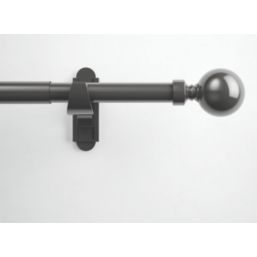 Rothley Polished Gunmetal Extendable Curtain Pole w/ Orb Finials 28mm x 165-300cm