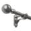 Rothley Polished Gunmetal Extendable Curtain Pole w/ Orb Finials 28mm x 165-300cm