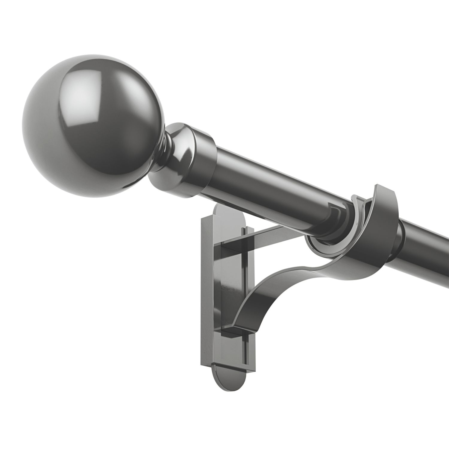 Rothley Polished Gunmetal Extendable Curtain Pole w/ Orb Finials 28mm x 165-300cm (710YU)