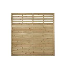 Forest Kyoto  Slatted Top Fence Panels Natural Timber 6' x 6' Pack of 3