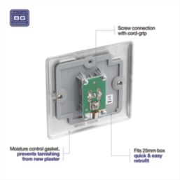 British General Nexus Metal 1-Gang Coaxial TV / FM Socket Brushed Steel