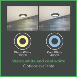 4lite Hampton Round LED Black Cool White Under Cabinet Lights Without Bezel 6.3W 110lm 3 Pack