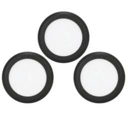 4lite Hampton Round LED Black Cool White Under Cabinet Lights Without Bezel 6.3W 110lm 3 Pack