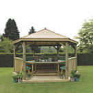 Forest HGG47MTTGFIN 15' 6" x 13' 6" (Nominal) Hexagonal Timber Gazebo with Base & Assembly