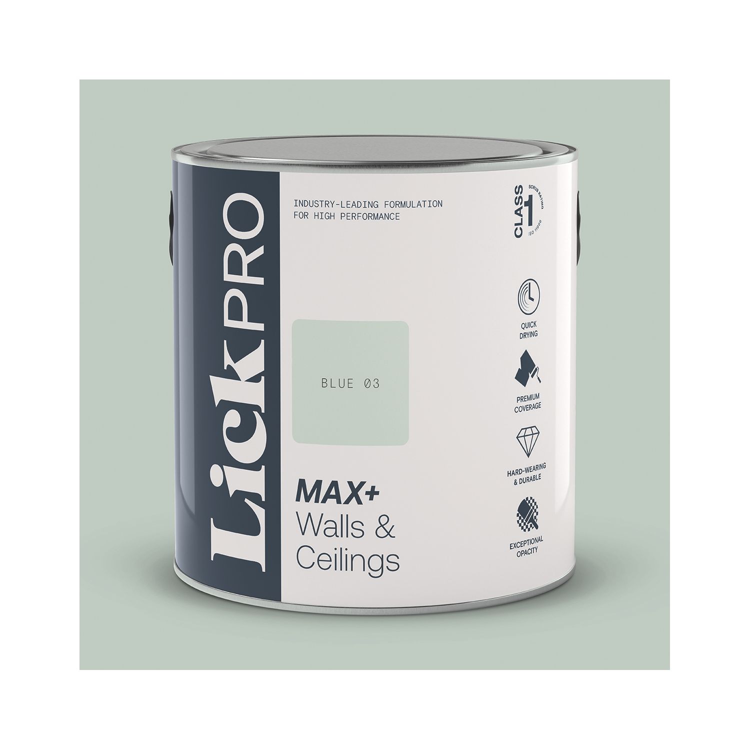 LickPro Max+ 2.5Ltr Blue 03 Matt Emulsion Paint (711JX)