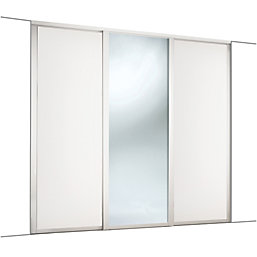 Spacepro  3-Door Sliding Wardrobe Door Kit White Frame White / Mirror Panel 2136mm x 2260mm