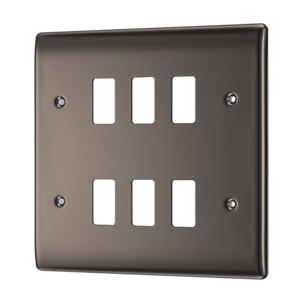 British General Nexus Metal Grid 6-Module Grid Faceplate Black Nickel