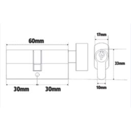 Smith & Locke  6-Pin Cylinder Thumbturn Lock 30-30 (60mm) Satin Nickel