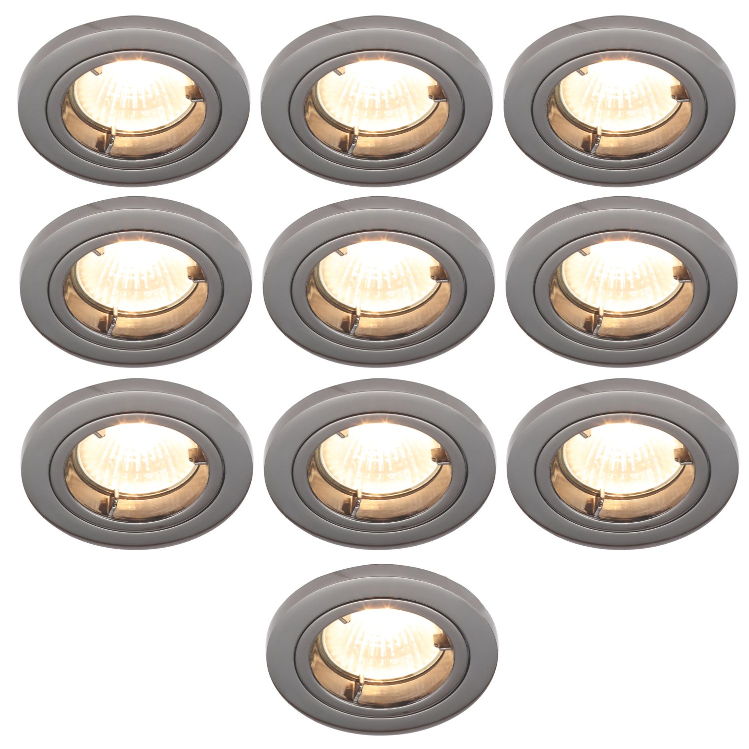 Electralite Yate Fixed Fire Rated Downlights Black Chrome 10 Pack (711VJ)